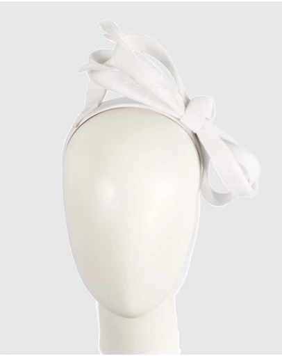 Max Alexander - Large White Velvet Bow Racing Fascinator