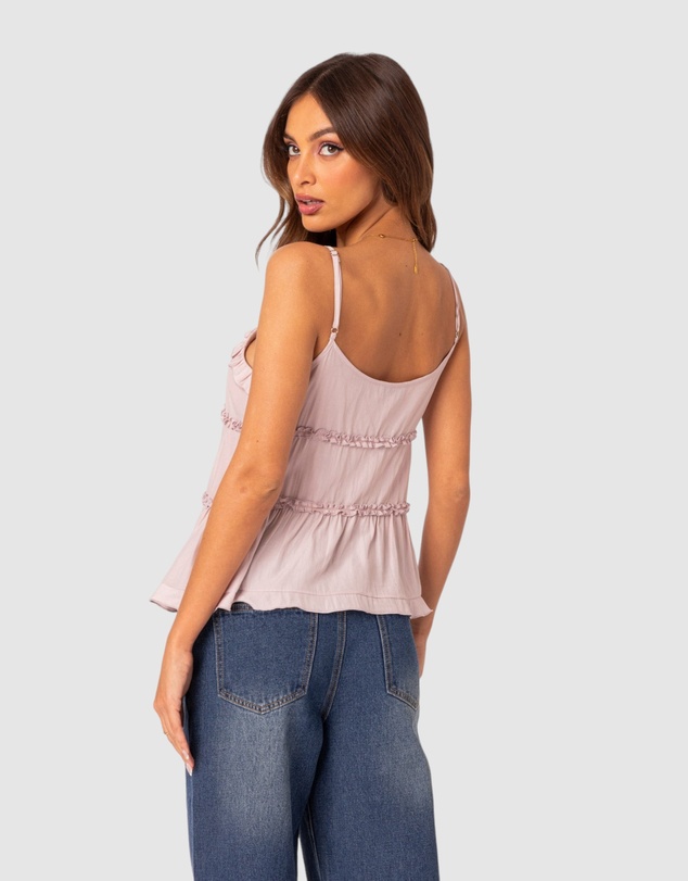 EDIKTED - Juniper Tie Front Ruffled Top
