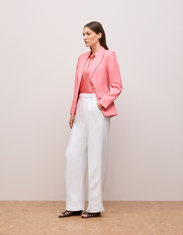 Trenery - Silk Twill Cap Sleeve Shirt in Pink Peony