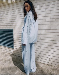 M.N.G - Striped Trousers with Bead Detailing