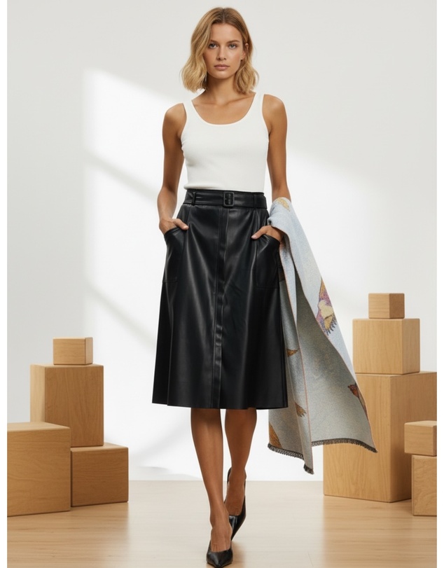 Mossée - Lily A Line Leather Skirt