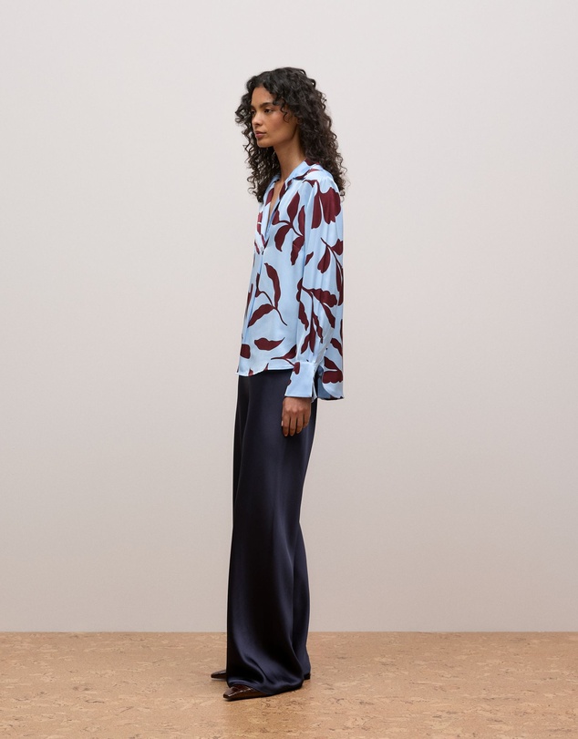 Trenery - Karra Satin Popover Blouse in Sky