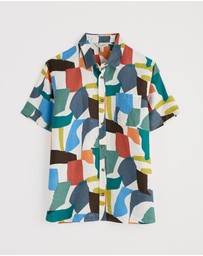Seasalt - Seasalt Cornwall Multi Blue Heron Short Sleeve Shirt