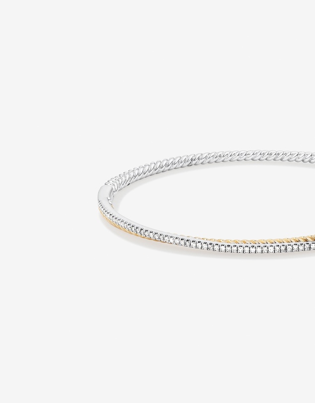 Michael Hill - Double twist bangle with .32 Carat TW Diamonds in Sterling Silver and 10kt Yellow Gold