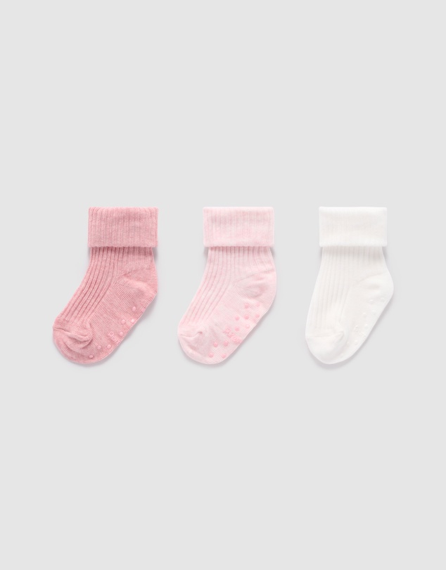 Purebaby - 3 Pack Rib Socks -Kids-Babies
