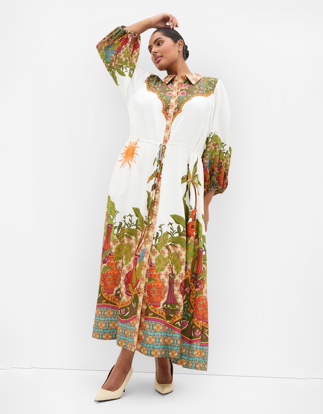 City Chic - Plus size Fools Paradise Print Maxi Dress - ivory