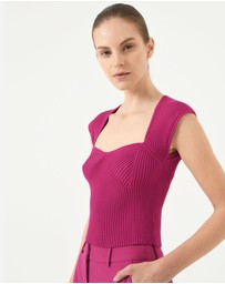 Forcast - Mara Heart Neck Knit Top
