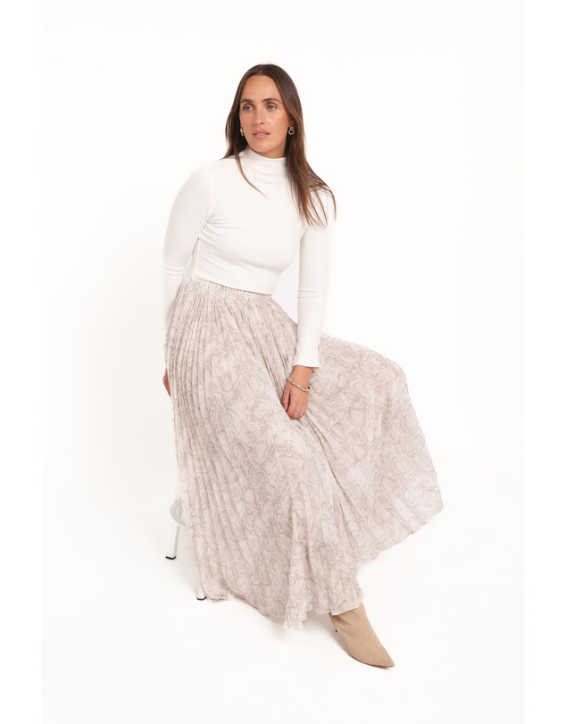 Petal & Pup - Nicki Pleated Maxi Skirt - Snake Print