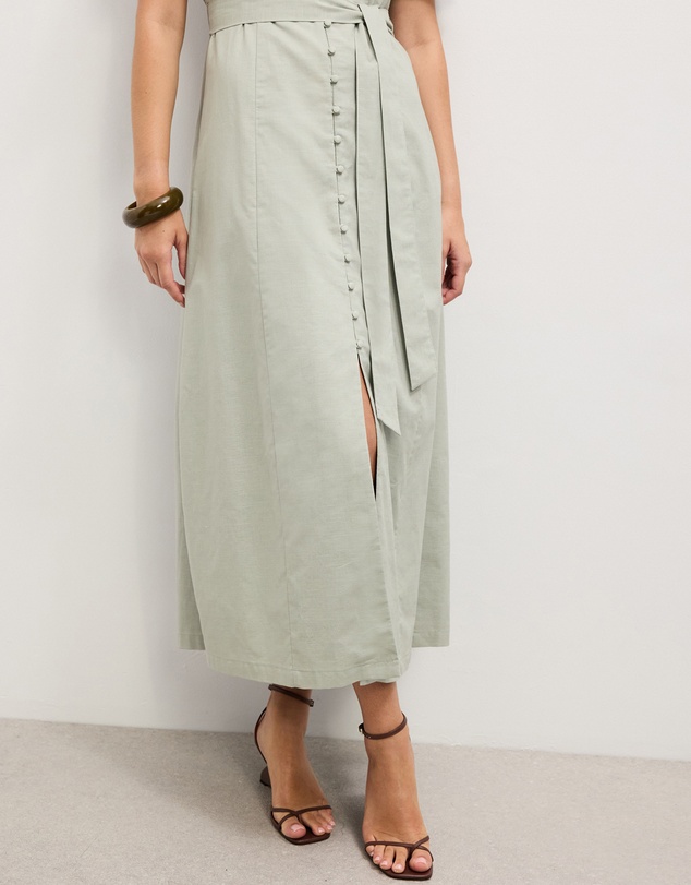 The Fated - Claudia Linen Blend Midi Dress