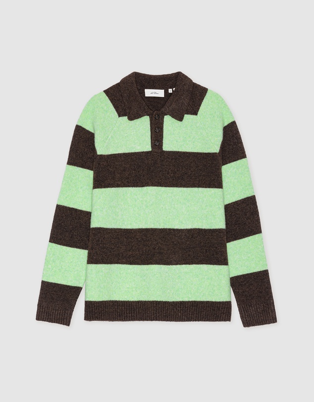 Les Deux - Striped Melange Knitted Polo