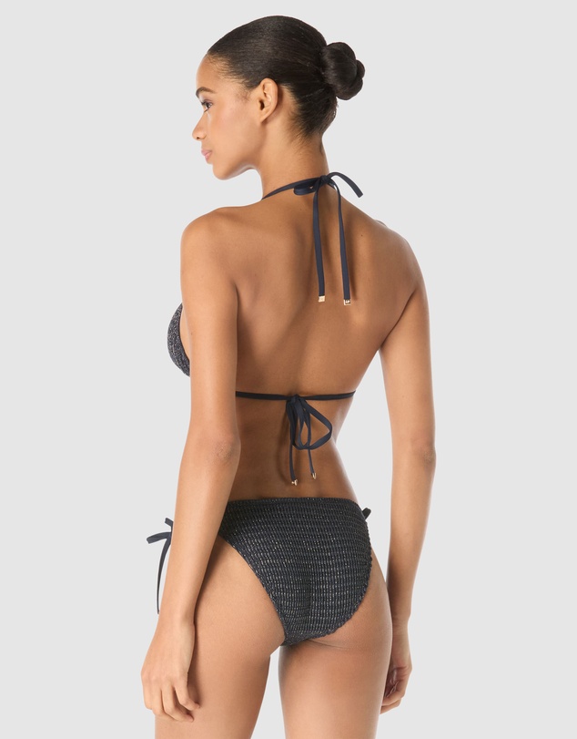 Michael Kors - Lurex Crochet Padded Triangle Halter String Bikini Top