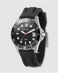 Maxum - Liberty Black Dial With Black Silicone Strap & Silver Tone Case