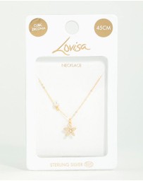 Lovisa - Gold Plated Sterling Silver Starfish Freshwater Pearl Chain Necklace