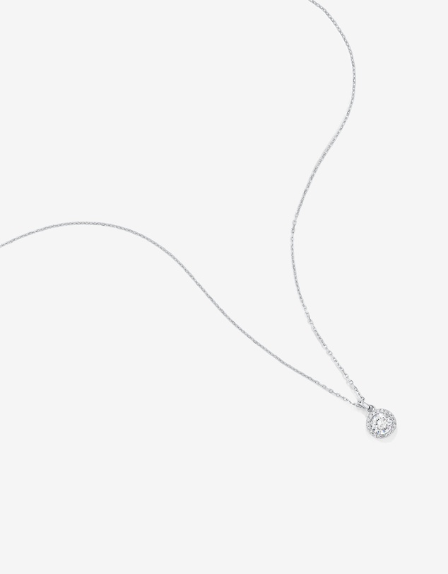 Michael Hill - Round Brilliant Cubic Zirconia Halo Pendant Necklace in Sterling Silver