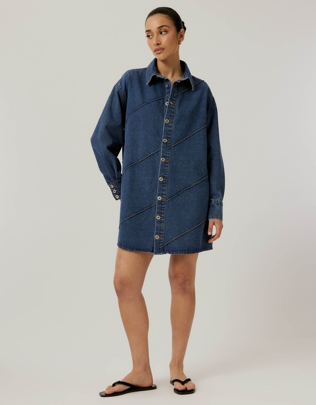 Calli - Stitch Denim Dress