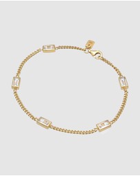 Kuzzoi - ICONIC EXCLUSIVE - Bracelet Male Rectangle Topaz White 925 Sterling Silver Gold Plated
