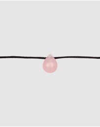 Elli Jewelry - Necklace Choker Drop Pendant Satin With Quartz Pink In 925 Sterling Silver Gold Plated