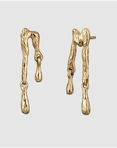 Elli Jewelry - Elli Jewelry Molten Drip Stud Earrings in Gold-Plated 925 Silver
