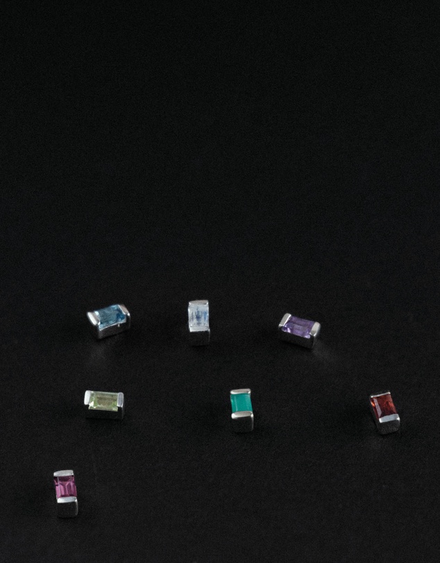 Kirstin Ash - Baguette Birthstone Studs September - London Blue Topaz