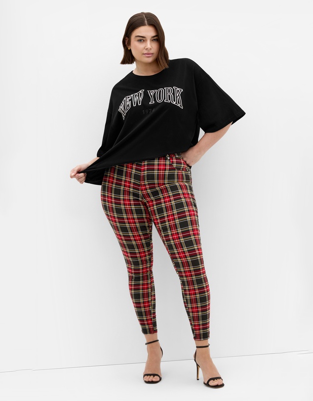City Chic - Plus size Harley Fit Check Skinny Jean - black