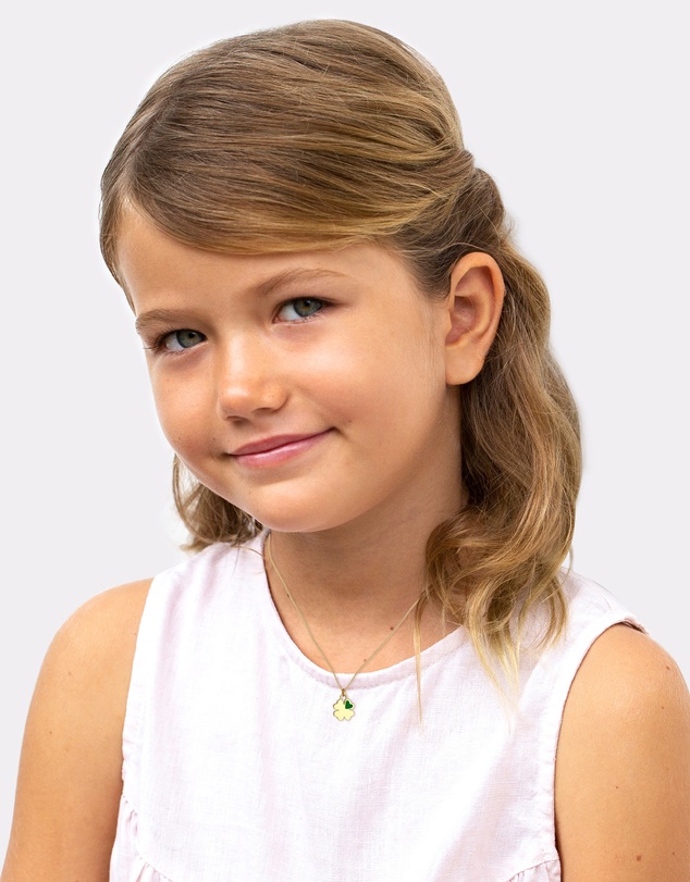 Elli Jewelry - Cloverleaf Mother and Daughter Necklace Set in Gold-Plated 925 Silver