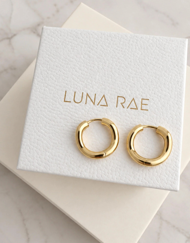 Luna Rae - Gold Vermeil - Small Waved Hoops