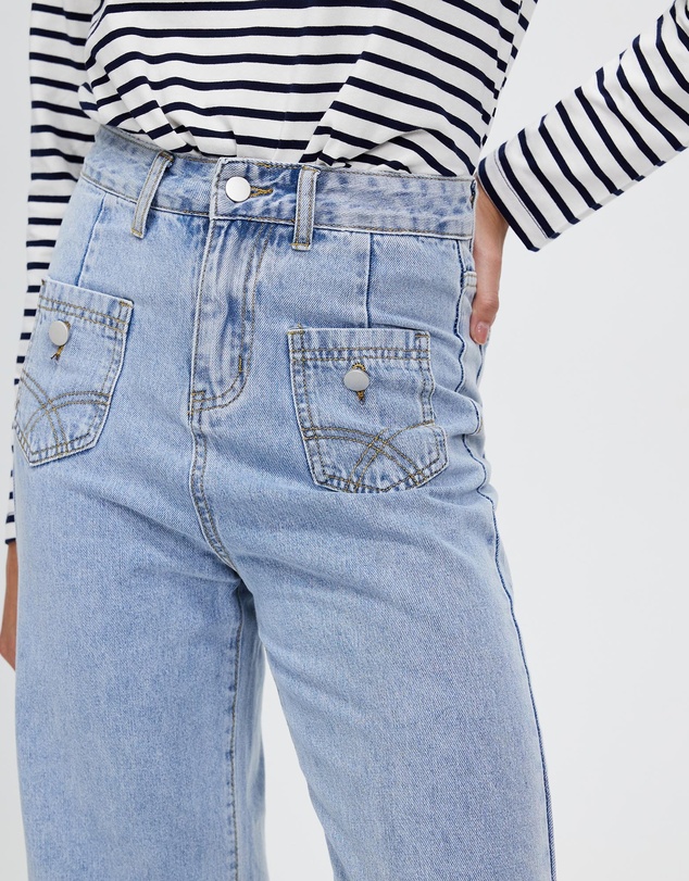 KAJA Clothing - Petite Mom Ula Jeans - Light Blue