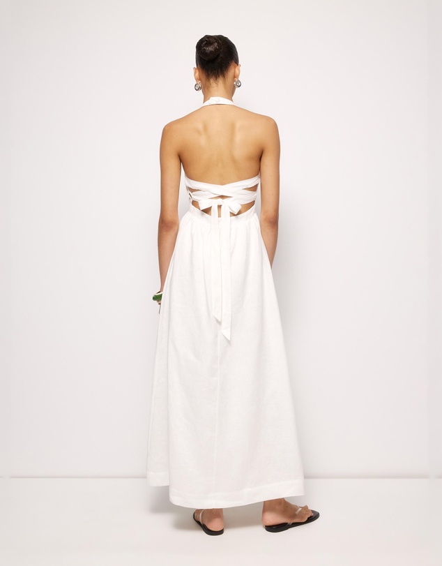 AERE - Tali Linen Cross Back Midi Dress