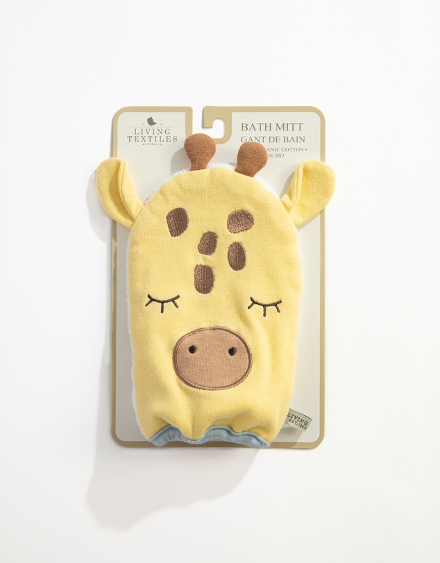 Living Textiles - Organic Bath Mitt - Wild Safari/Giraffe