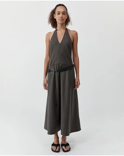 St. Agni - Wool Halter Plunge Dress