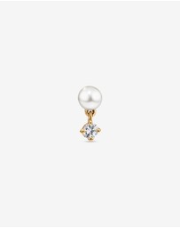Michael Hill - Cultured Freshwater Pearl & White Sapphire Single Helix Earring in 10kt Gold