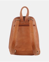 Milleni - Milleni Ladies Genuine Leather Twin Zip Backpack