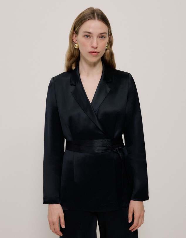 Trenery - Satin Relaxed Tailored Jacket in Black