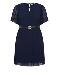 City Chic - Plus size Newberry Street Pleat Dress - navy