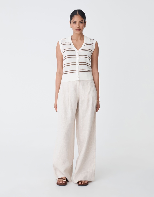 Forcast - Kaia Striped Collared Top