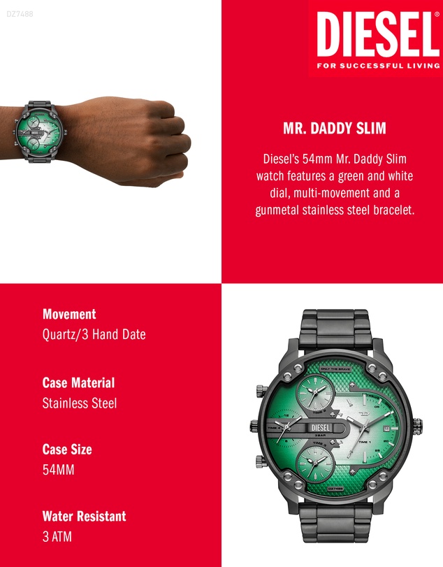 Diesel - Mr. Daddy Slim Gunmetal Analogue Watch