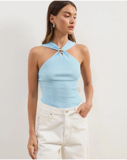 Atmos&Here - Poppy Cross Over Knit Halter Tank