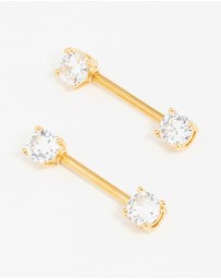 Lovisa - Gold Plated Surgical Steel Cubic Zirconia Nipple Bars 2-Pack