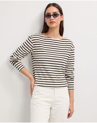 Cream  Black Stripe
