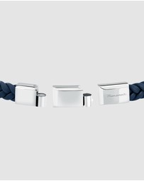 Maserati - Maserati Men's Blue Interlaced Leather and Steel Bracelet