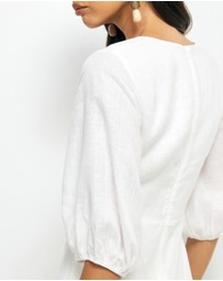 AERE - Idalia Twist Front Linen Midi Dress