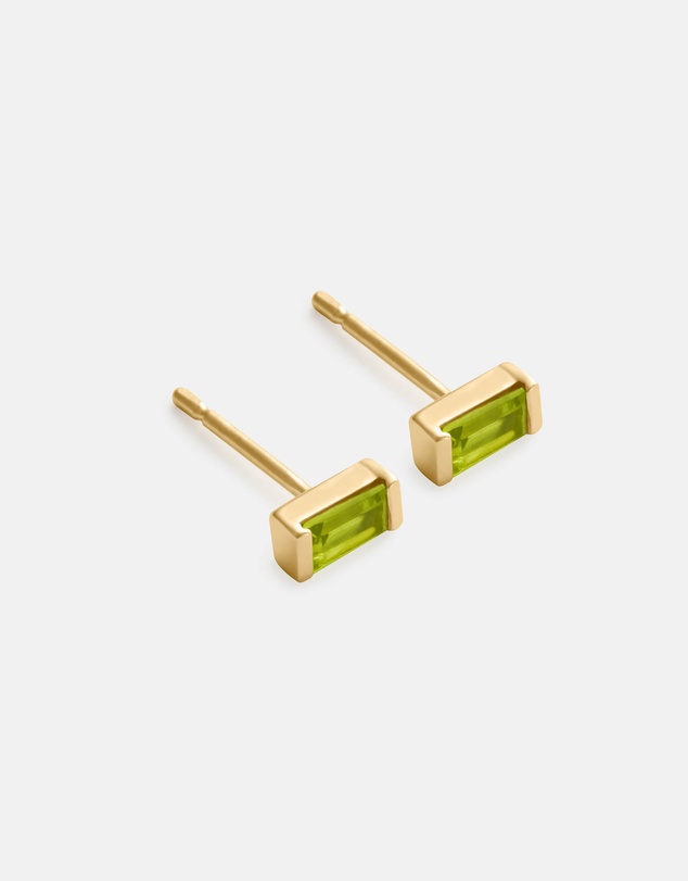 Kirstin Ash - Baguette Birthstone Studs August - Peridot