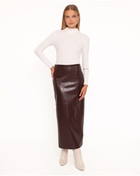 Petal & Pup - Koda Faux Leather Column Skirt - Burgundy
