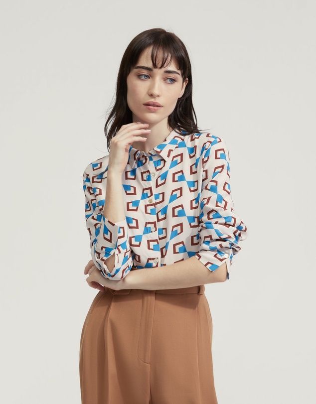 Oxford - Poppy Geo Print Shirt