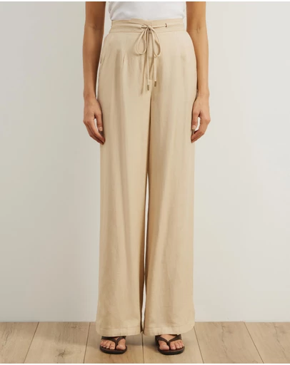 Atmos&Here - Dusk Tie Waist Linen Blend Pants
