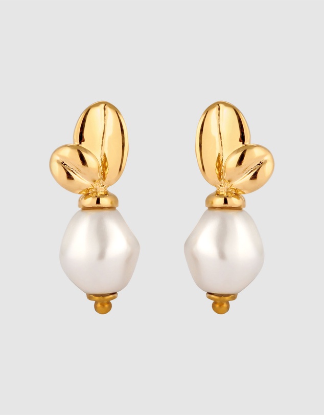 Elli Jewelry - Pearl Floral Stud Earrings in Gold-Plated 925 Silver