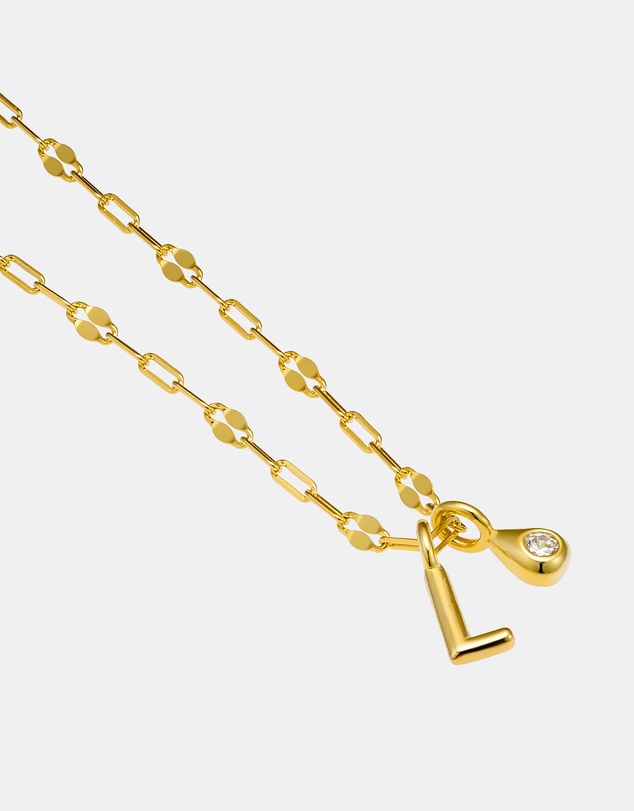 Zoe Olivia - 14K Gold Vermeil Imprint Initial L Cubic Zirconia Necklace