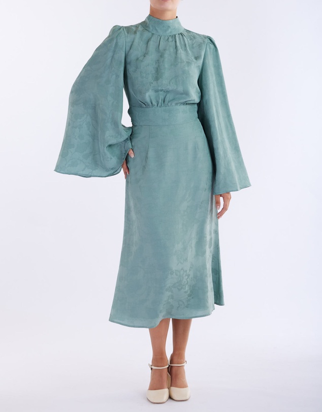 Amelius - Loren Linen Jacquard High Neck Blouse