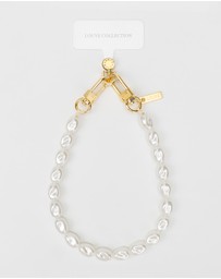 LOUVE COLLECTION - Universal Phone Strap Connector (White) + Pearl Wristlet