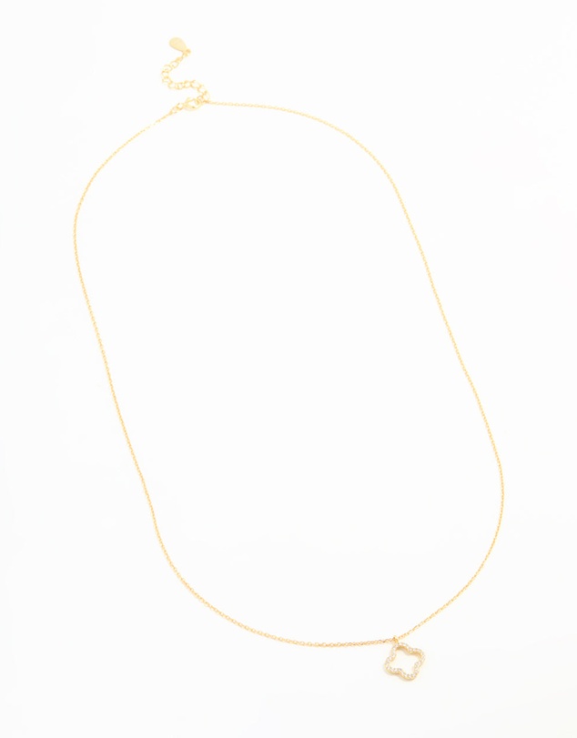 Lovisa - Gold Plated Sterling Silver Cubic Zirconia Flower Pendant Necklace